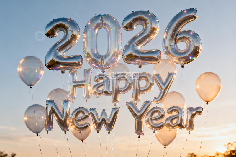 高清大图下载【趣麦麦图】2026新年气球庆祝场景