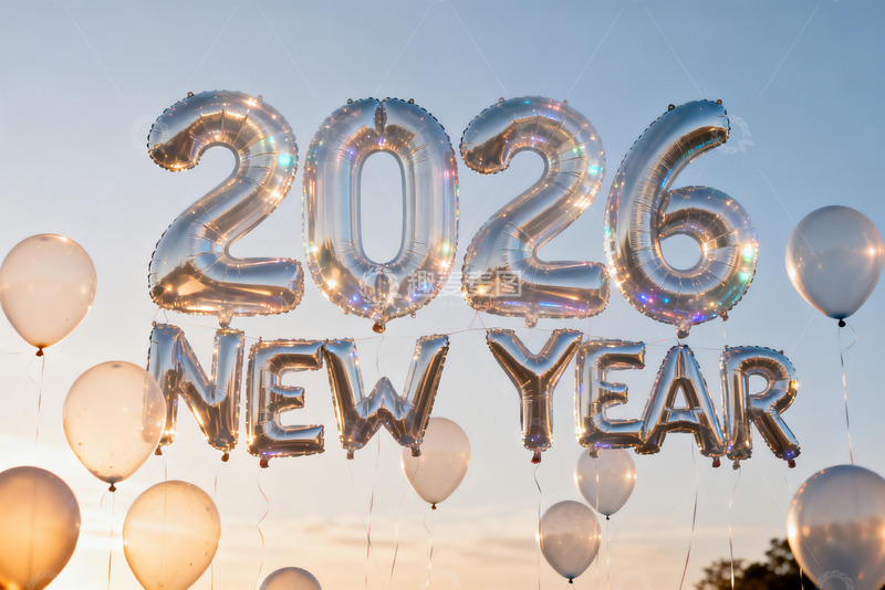 高清大图下载【趣麦麦图】2026新年气球庆祝场景