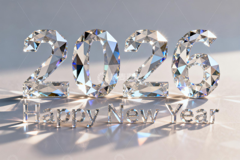 高清大图下载【趣麦麦图】水晶数字2026新年祝福