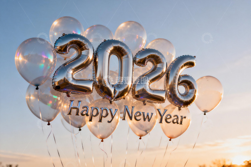 高清大图下载【趣麦麦图】2026新年气球庆祝场景