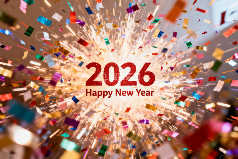 高清大图下载【趣麦麦图】2026新年庆祝彩带爆炸