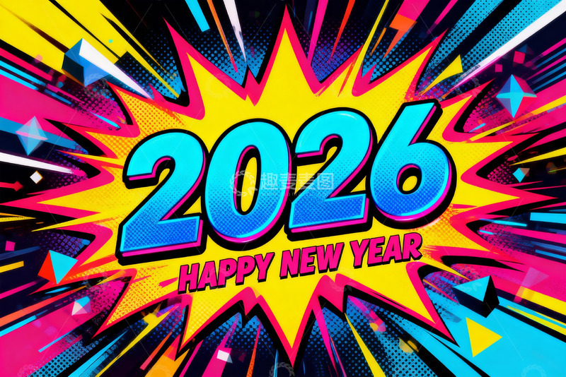 高清大图下载【趣麦麦图】2026新年庆祝海报