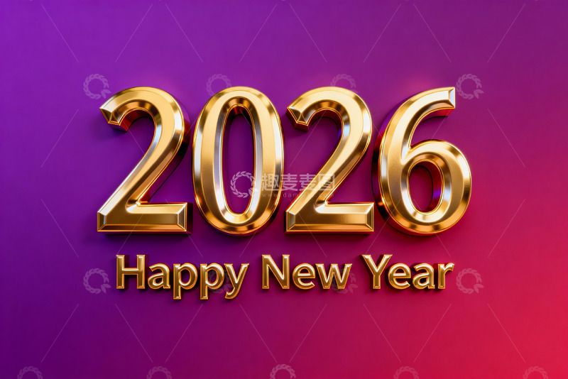 高清大图下载【趣麦麦图】2026新年金色数字贺图