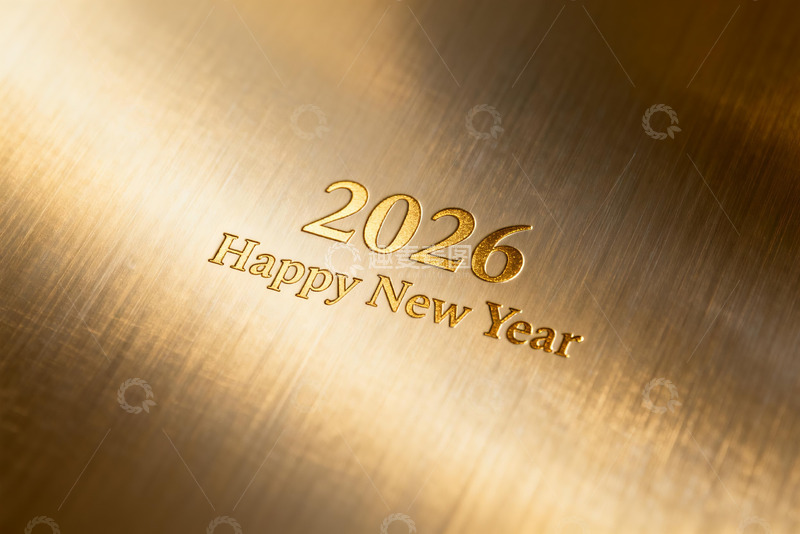 高清大图下载【趣麦麦图】2026新年金色金属质感