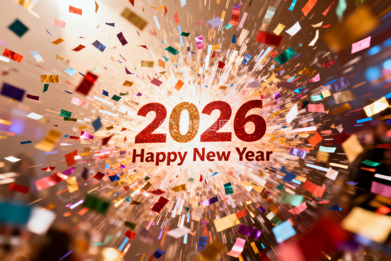 高清大图下载【趣麦麦图】2026新年庆祝彩带爆炸