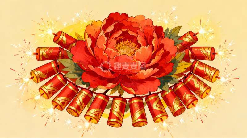 高清大图下载【趣麦麦图】烟花绽放牡丹花