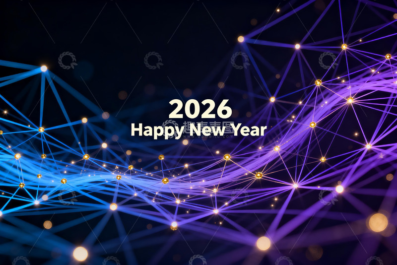 高清大图下载【趣麦麦图】2026新年祝福科技背景