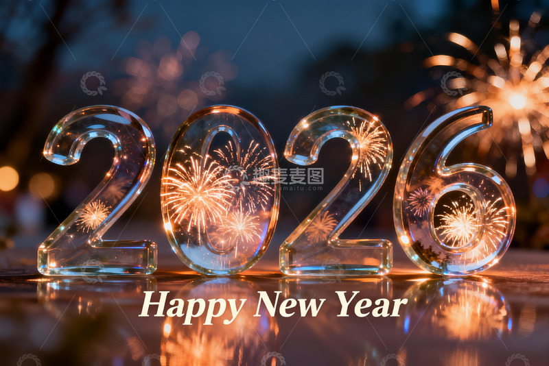 高清大图下载【趣麦麦图】2026新年烟花庆祝场景