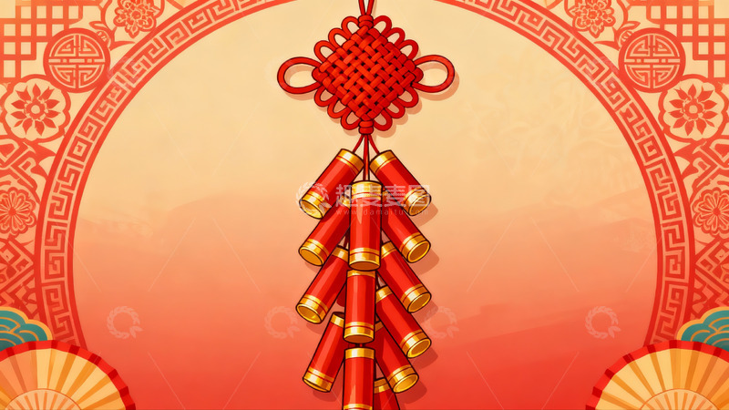 高清大图下载【趣麦麦图】春节鞭炮挂饰图案
