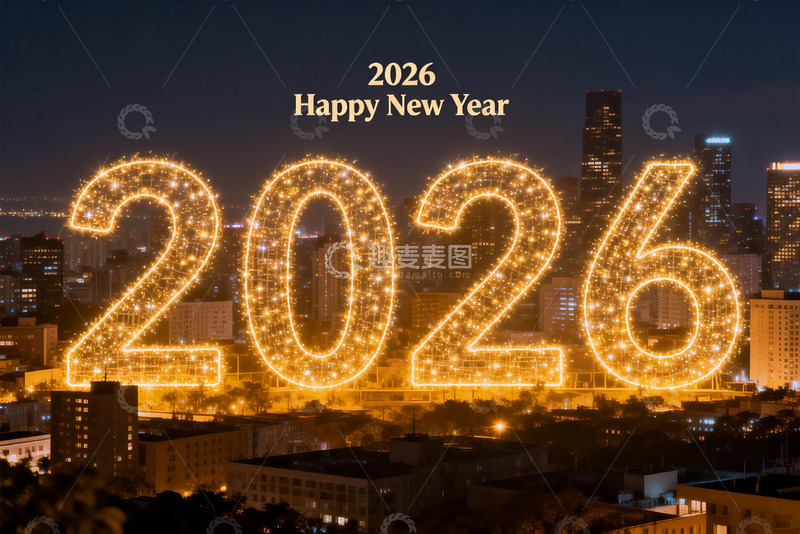 高清大图下载【趣麦麦图】2026新年城市夜景灯光