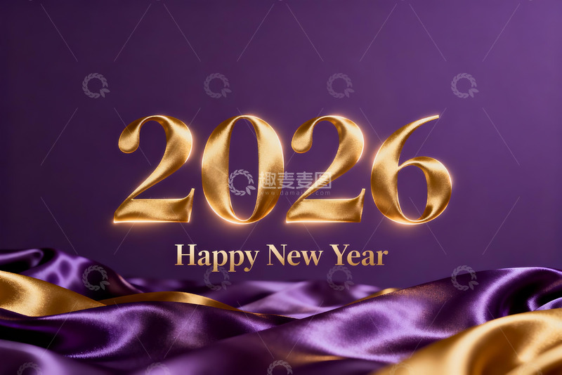 高清大图下载【趣麦麦图】2026新年金色数字贺图