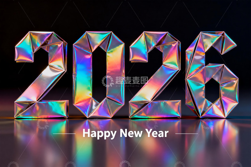 高清大图下载【趣麦麦图】2026新年彩光数字艺术