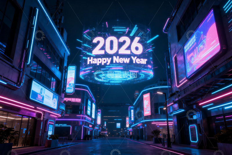 高清大图下载【趣麦麦图】2026新年夜景城市灯光秀