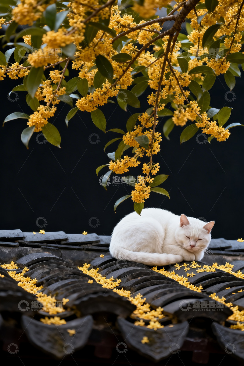 高清大图下载【趣麦麦图】屋顶猫咪睡觉4