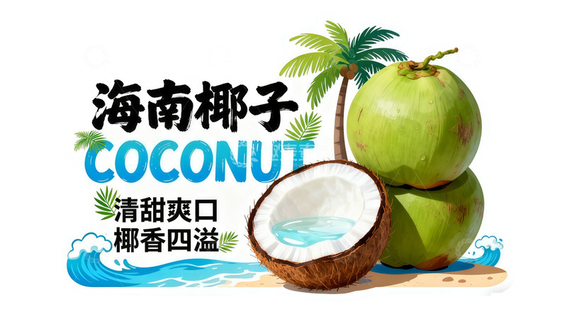 高清大图下载【趣麦麦图】海南椰子宣传图