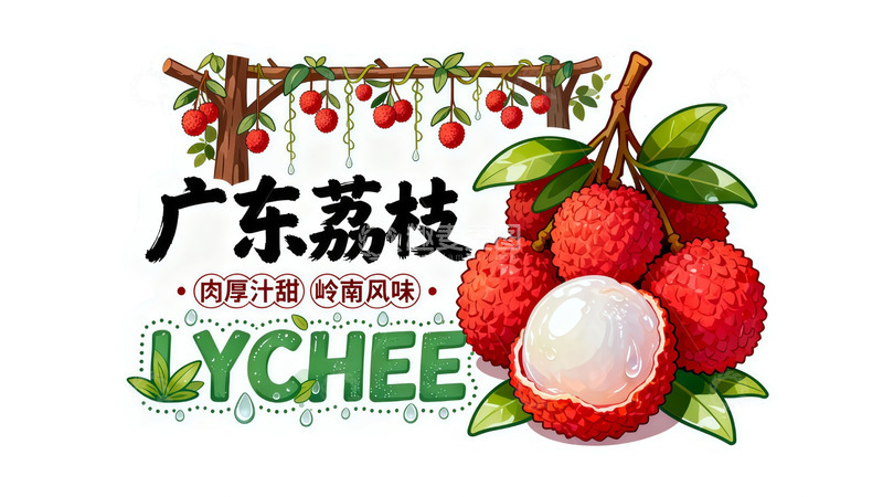 高清大图下载【趣麦麦图】广东荔枝宣传海报