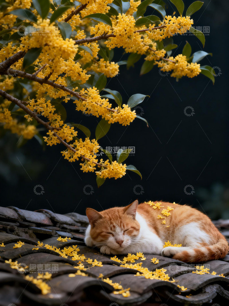 高清大图下载【趣麦麦图】屋顶猫咪睡觉3