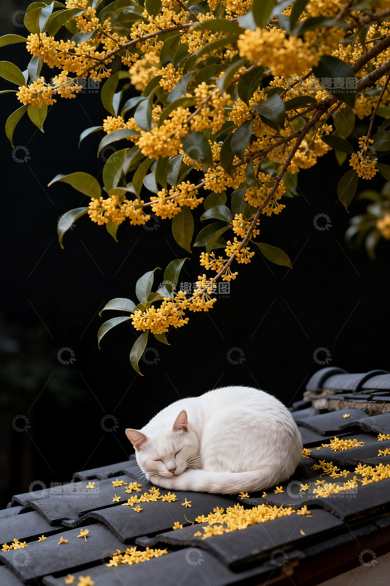 高清大图下载【趣麦麦图】屋顶猫咪睡觉6