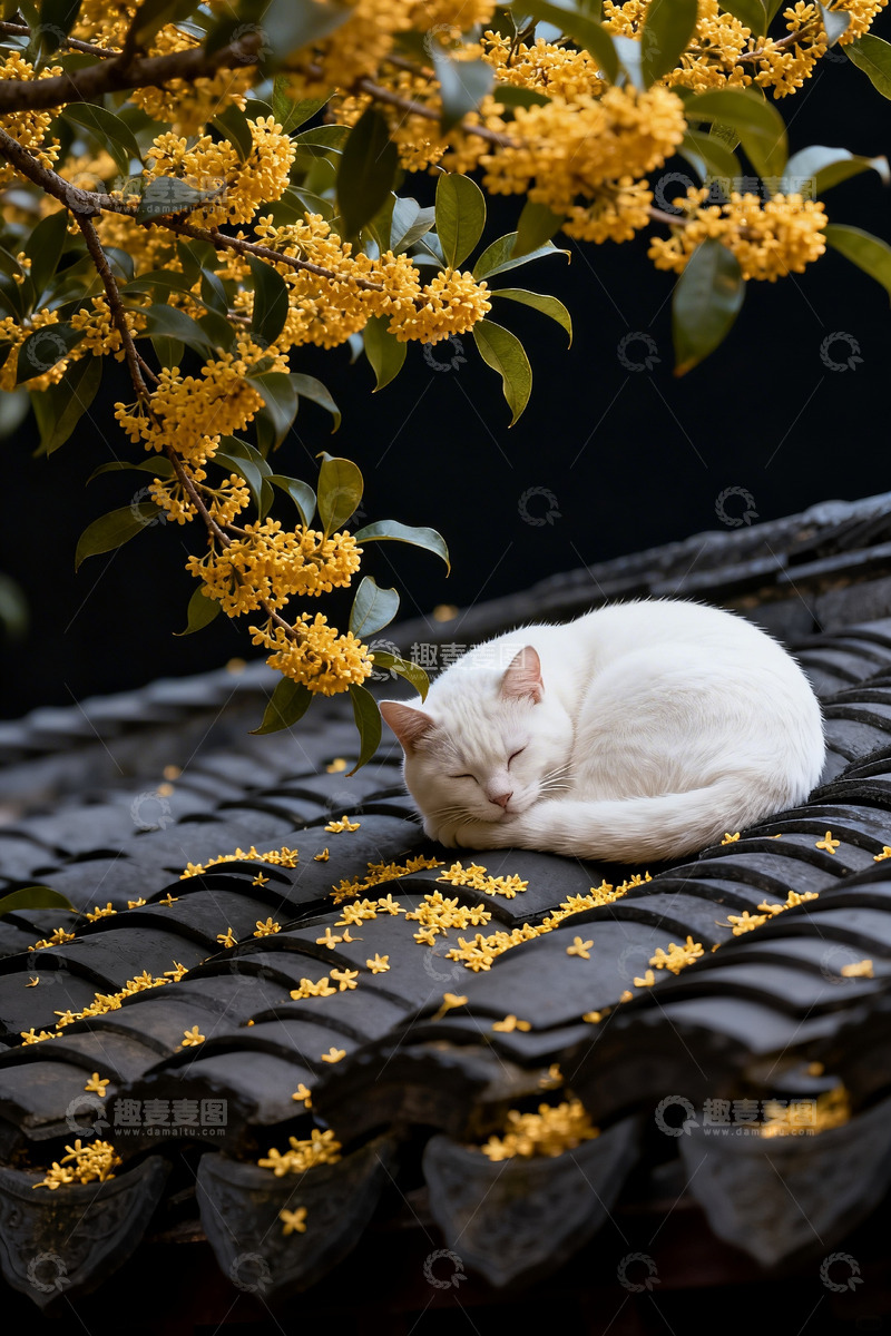高清大图下载【趣麦麦图】屋顶猫咪睡觉5