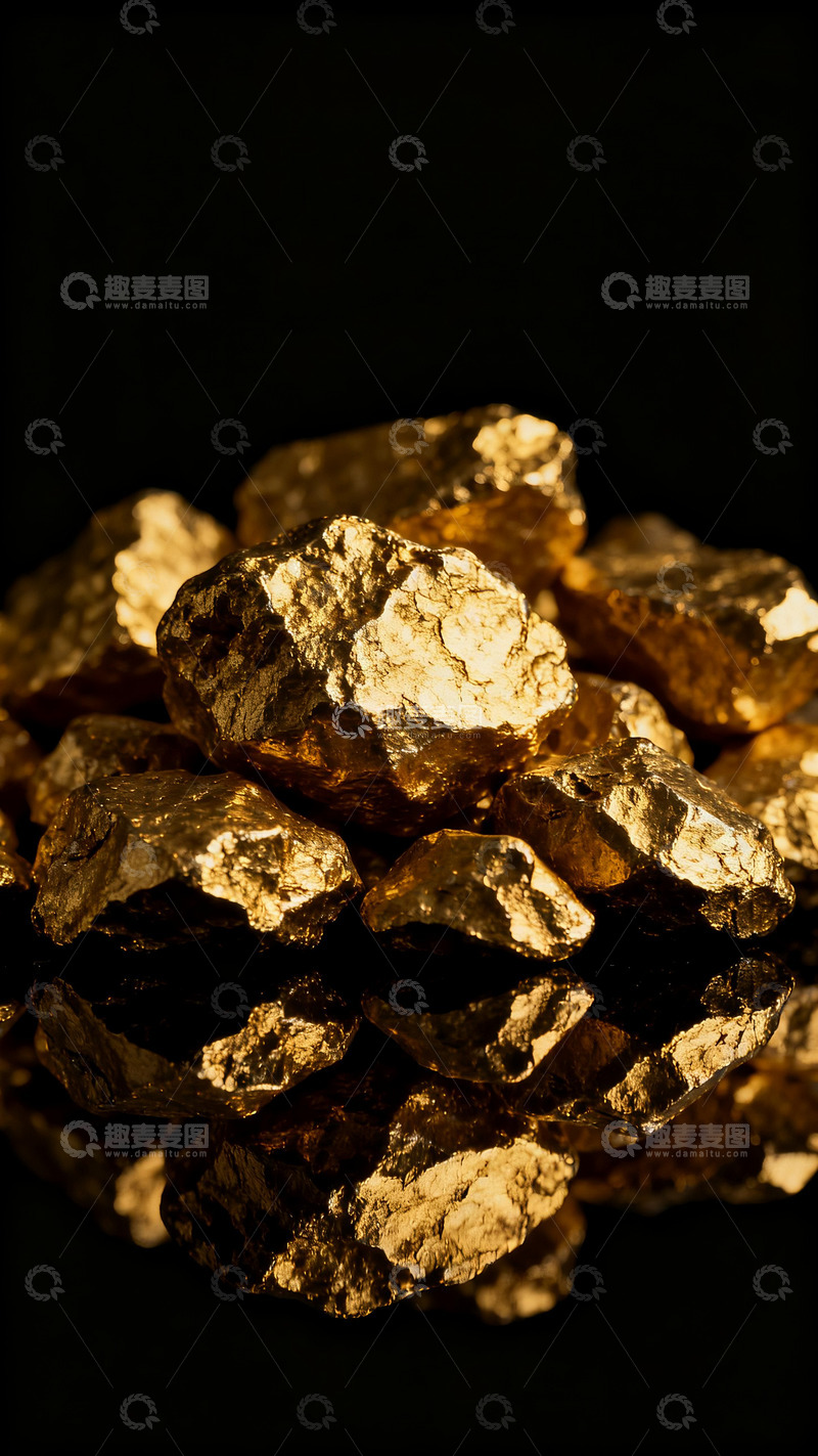高清大图下载【趣麦麦图】天然金块堆积1