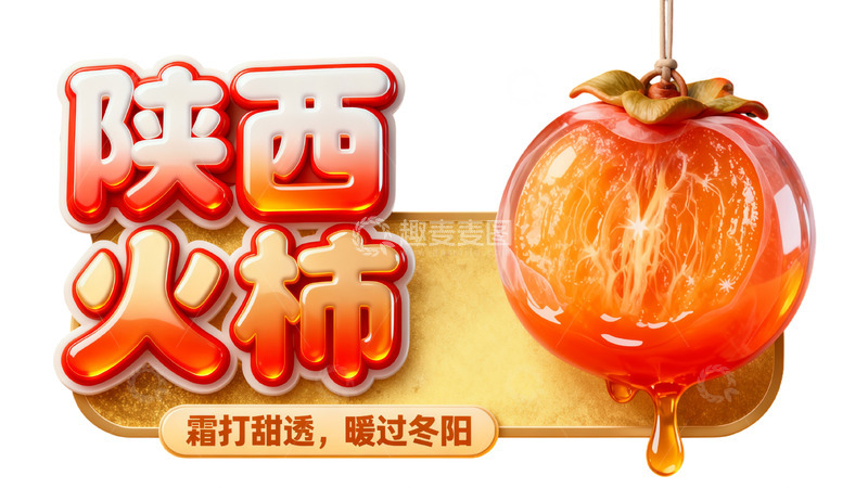 高清大图下载【趣麦麦图】陕西火柿甜透海报设计素材