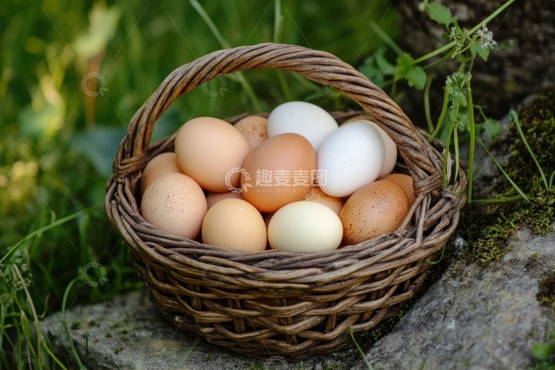 高清大图下载【趣麦麦图】一篮子新鲜土鸡蛋