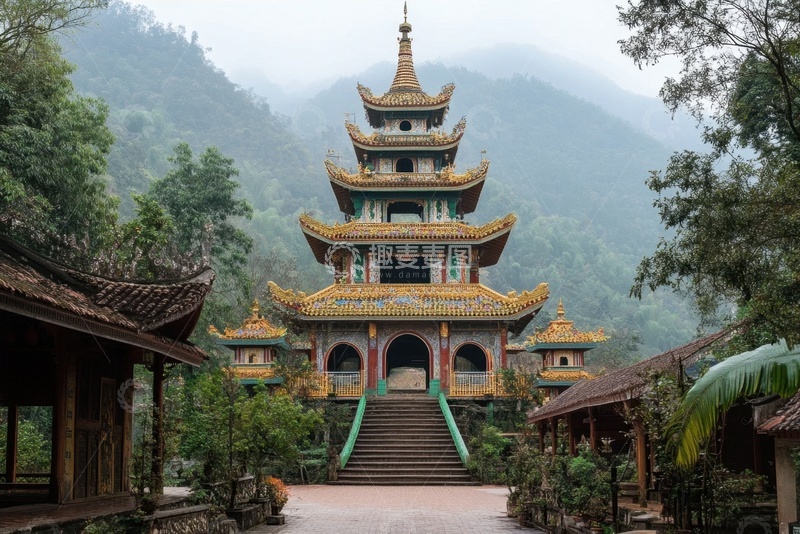 高清大图下载【趣麦麦图】金碧辉煌的佛塔