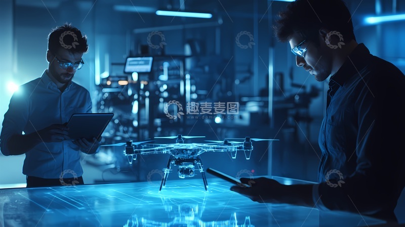 高清大图下载【趣麦麦图】科技风无人机实验室研究