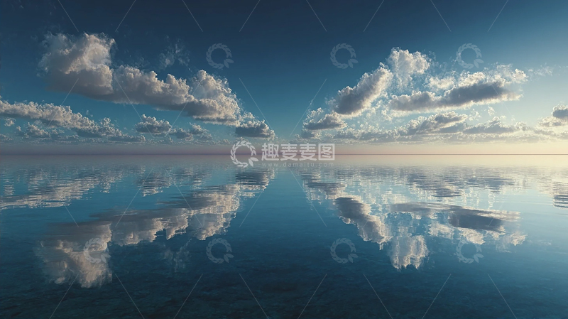 高清大图下载【趣麦麦图】天际之镜：云影倒映海面奇观