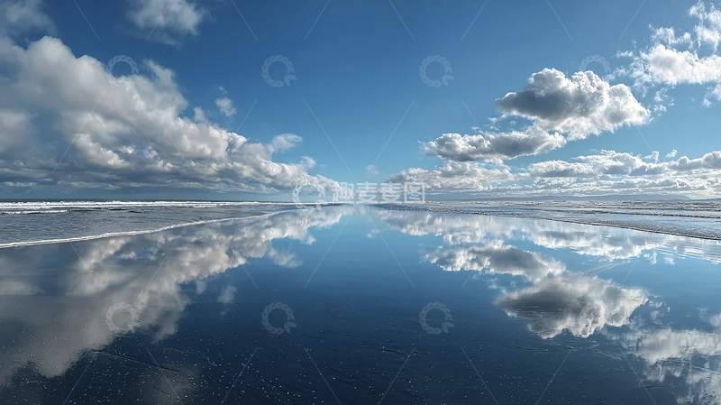 高清大图下载【趣麦麦图】海边天空云影倒映奇观
