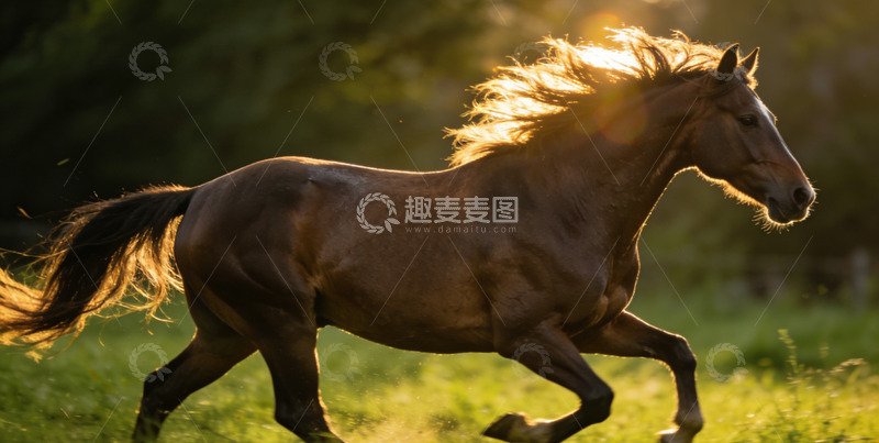 高清大图下载【趣麦麦图】骏马奔腾草原风光摄影图片