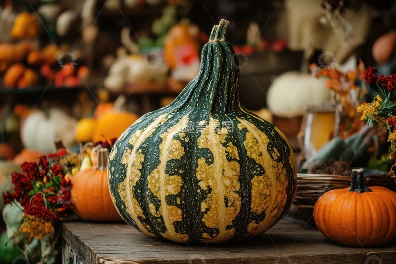 高清大图下载【趣麦麦图】放在桌面的一个南瓜蔬菜