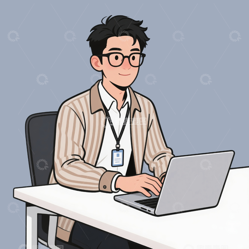 源文件下载【趣麦麦图】插画风格一个正在工作的编辑4