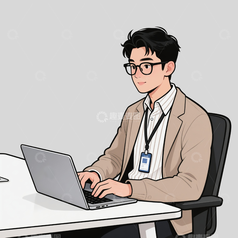 源文件下载【趣麦麦图】插画风格一个正在工作的编辑2