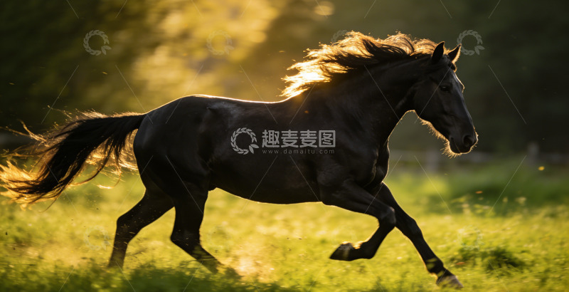 高清大图下载【趣麦麦图】骏马奔腾草原风光图片