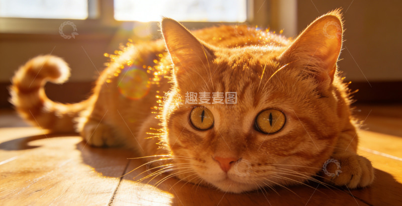 高清大图下载【趣麦麦图】阳光橘猫家居写真