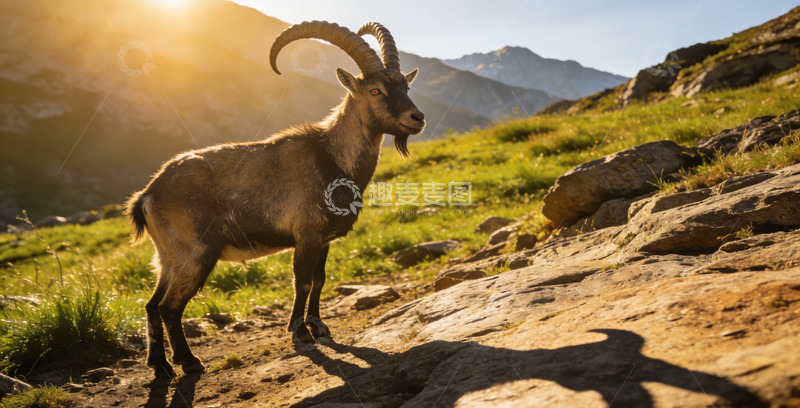 高清大图下载【趣麦麦图】山羊山间风光摄影
