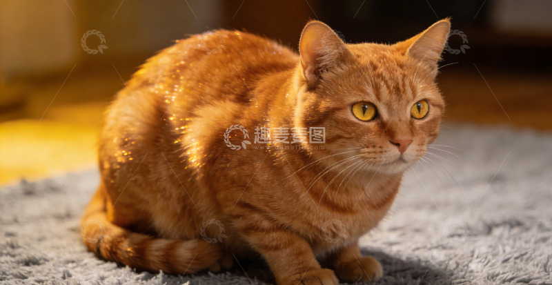 高清大图下载【趣麦麦图】温馨橘猫特写居家场景