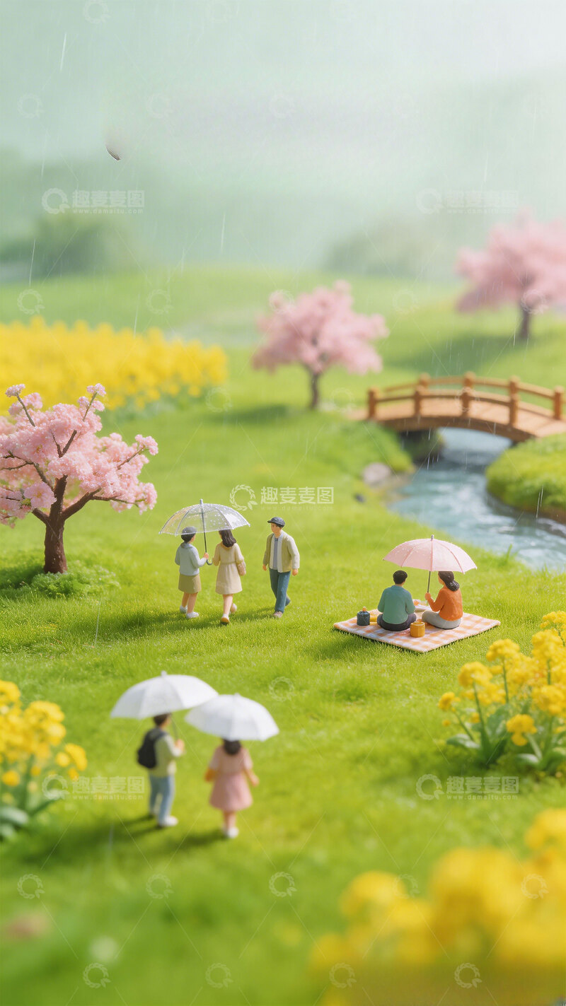 高清大图下载【趣麦麦图】微缩春日郊游自然景观