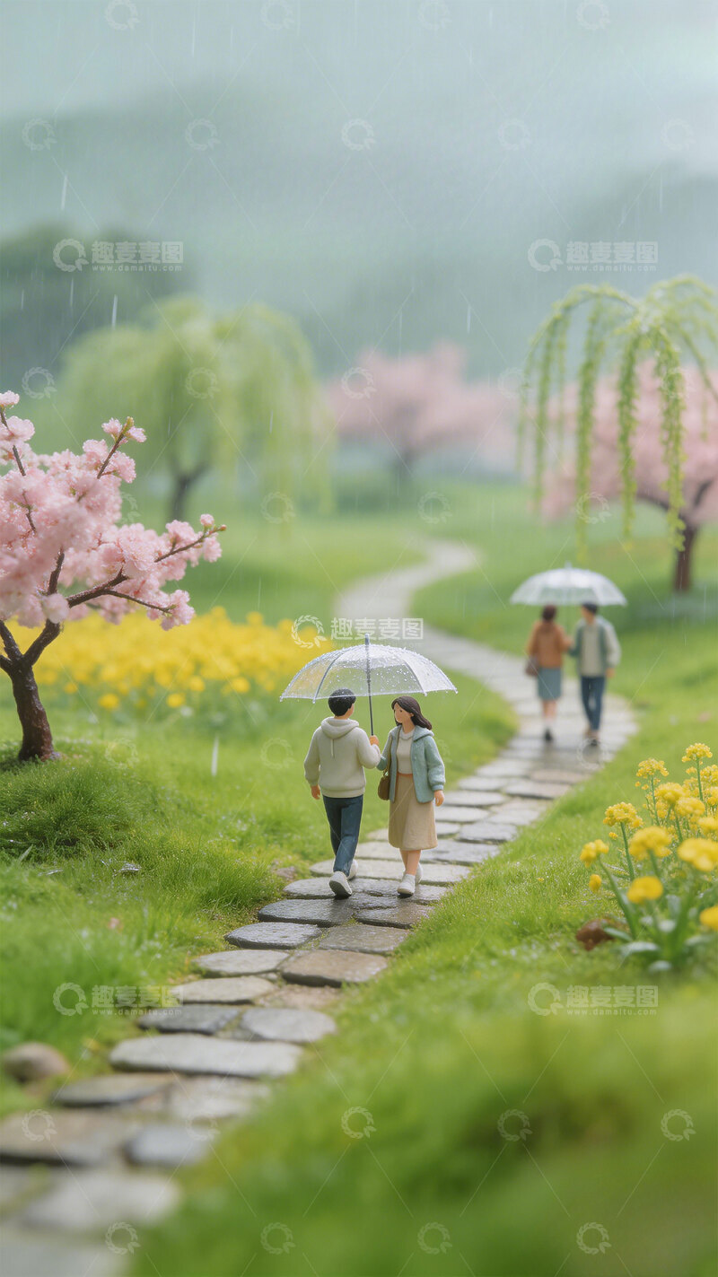 高清大图下载【趣麦麦图】微缩春日繁花绿柳自然景观