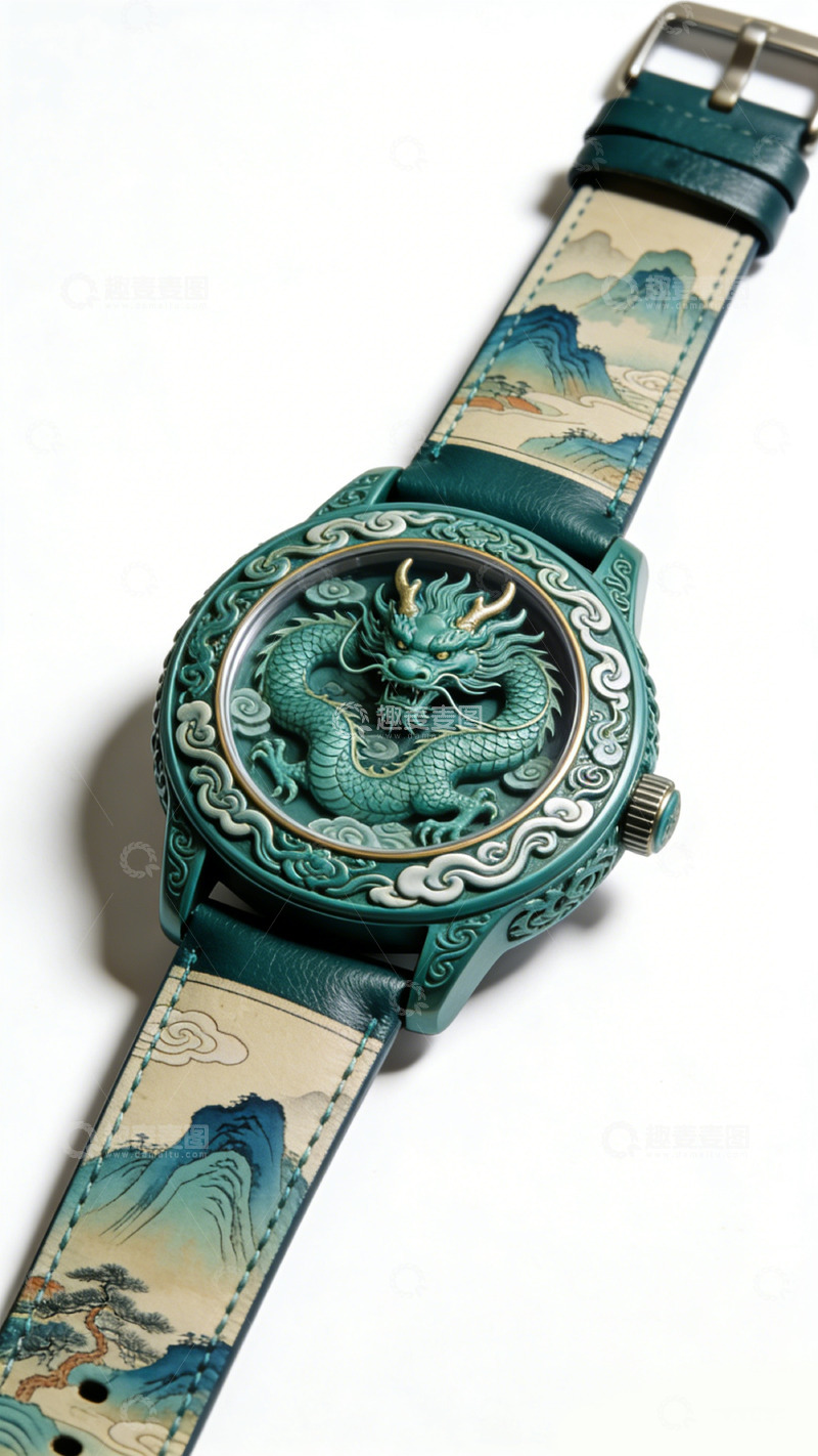 高清大图下载【趣麦麦图】文创产品中国风龙纹手表设计
