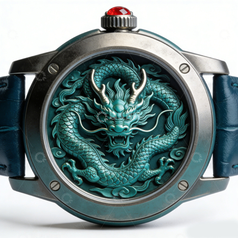 高清大图下载【趣麦麦图】文创产品金属质感龙形腕表