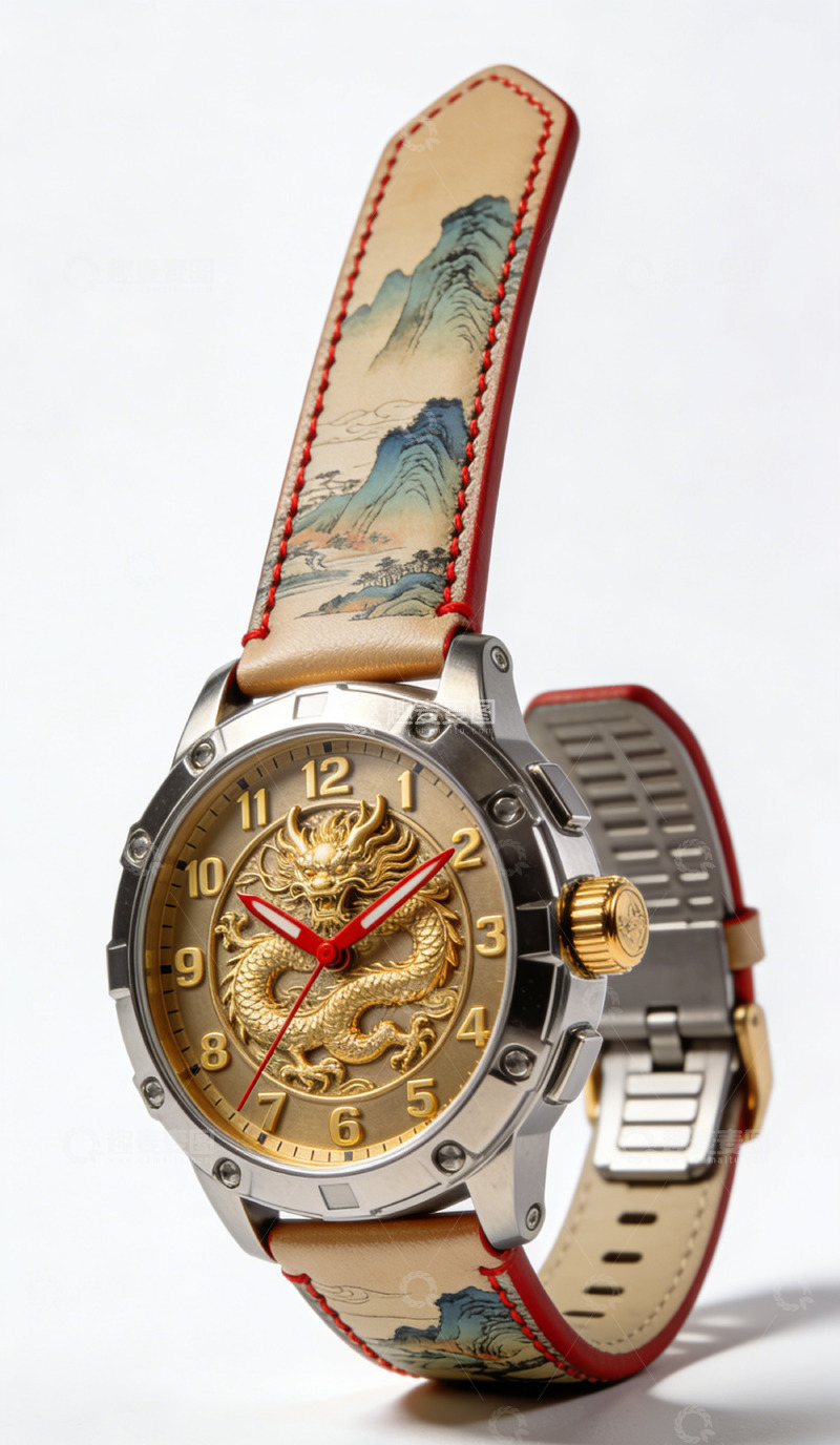 高清大图下载【趣麦麦图】文创产品中式龙凤腕表艺术设计