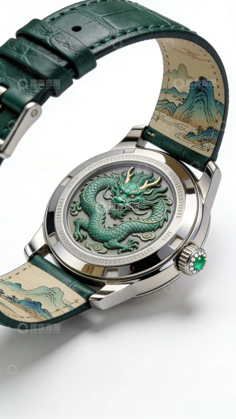 高清大图下载【趣麦麦图】文创产品东方风格龙纹手表设计