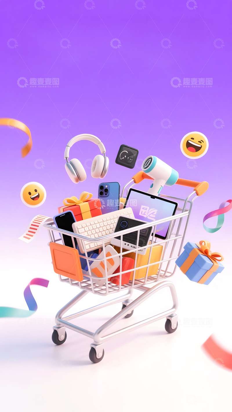 高清大图下载【趣麦麦图】购物狂欢电子礼品满载