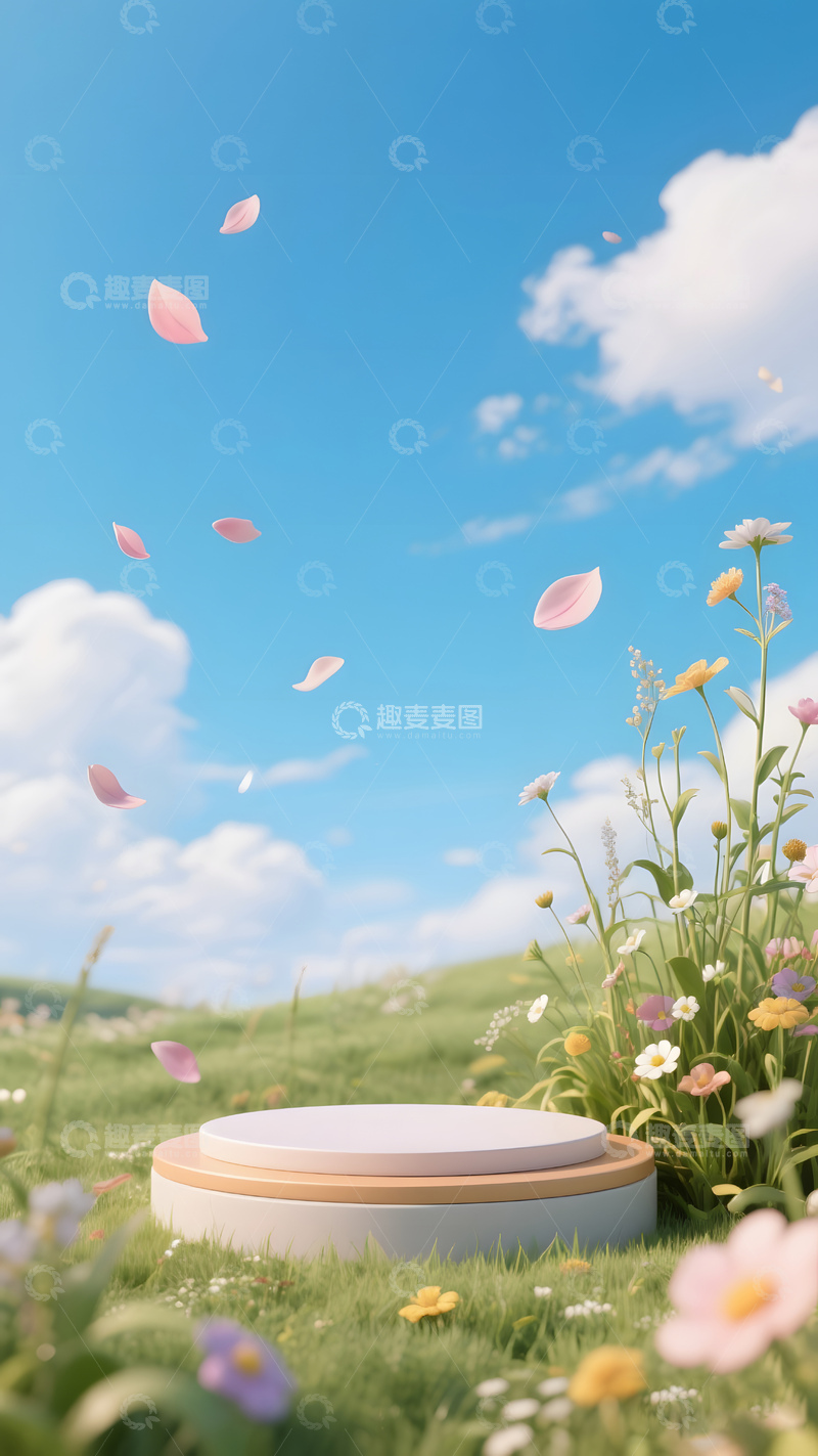 高清大图下载【趣麦麦图】清新田园风展示台设计