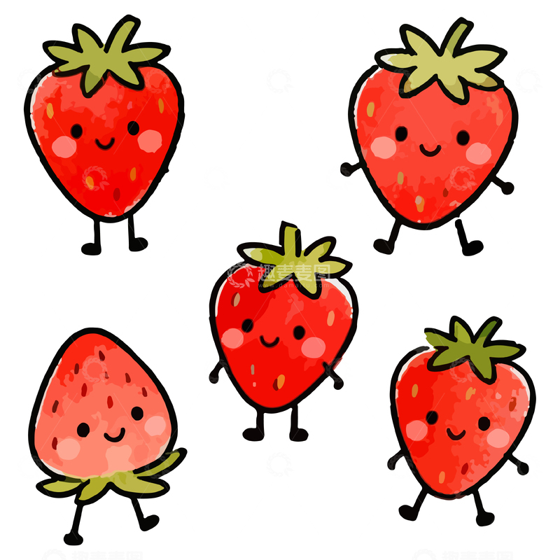 源文件下载【趣麦麦图】可爱卡通草莓角色设计元素