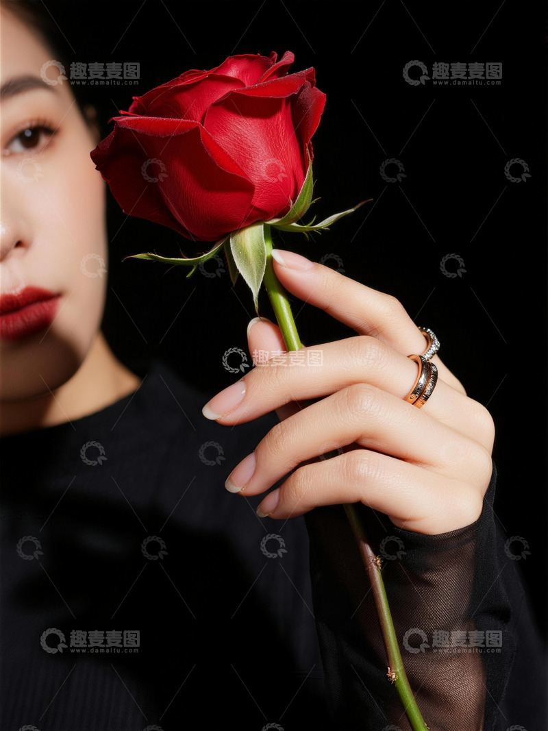 高清大图下载【趣麦麦图】手拿一朵红玫瑰3