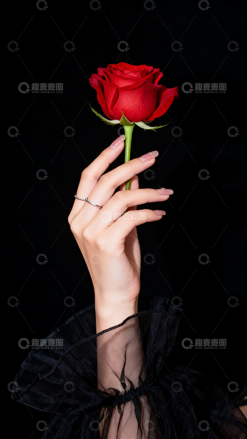 高清大图下载【趣麦麦图】手拿一朵红玫瑰2