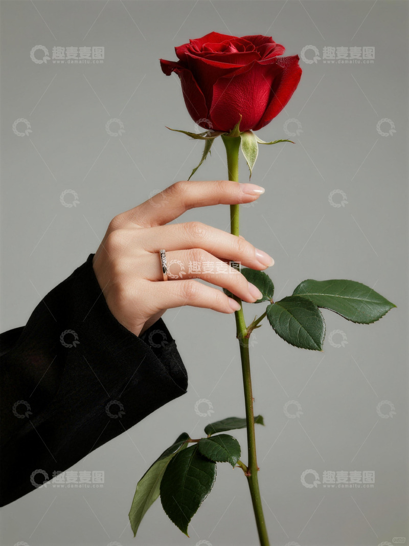 高清大图下载【趣麦麦图】手拿一朵红玫瑰5